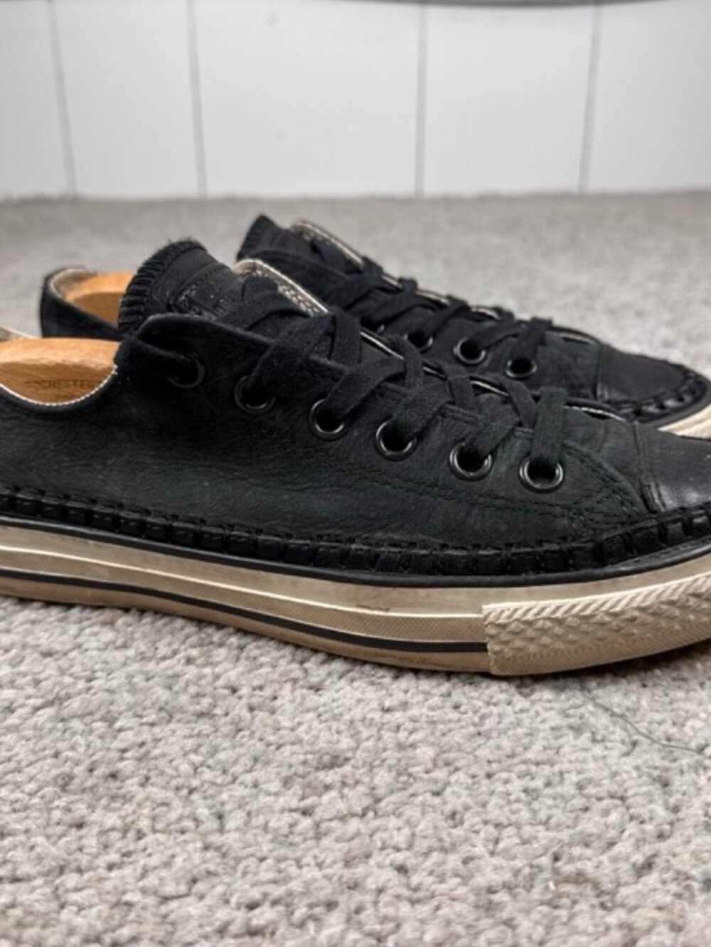 Converse All Star x John Varvatos Black Leather Lace Up Low Sneaker US M6/W8